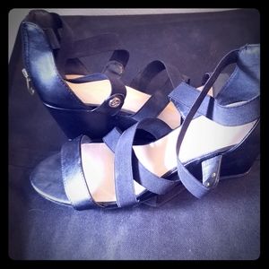 Black matte wedge sandal